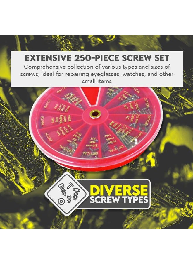 SE 250-Piece Set of Eyeglass and Watch Repair Screws with Revolving Organizer - JT69250 - Image 3