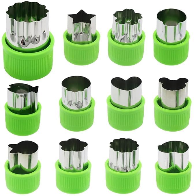 SGABANI 12 Pcs Cookie Cutter Stainless Steel Vegetable Fruit Cutter Shapes Embossing Mold Baking Cooking Food Decoration Bread Sandwich Cutter for Kitchen Pastry Mold Baking Mold - Image 1