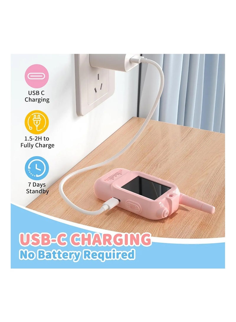 kids video walkie-talkie toy Face-to-Face intercom Visual children Cartoon Pager 300M transmit distance Visible camera interphone Audio video call Photograph Walky Talky no need network outdoor communication 2 inches screen display  intercom for Parent-child interaction, birthday gifts, children toys - Image 4