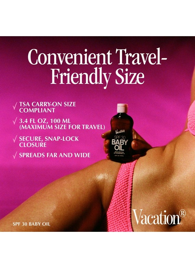 VACATION - Acation Baby Oil Spf 30 + Airfreshener Bundle Broad Spectrum Spf 30 Sunscreen Oil Vegan Suntan Oil With Broad Spectrum Spf Sunscreen Tanning Oil Tsa Friendly Travel Size 3.4 Fl. Oz. - Image 1