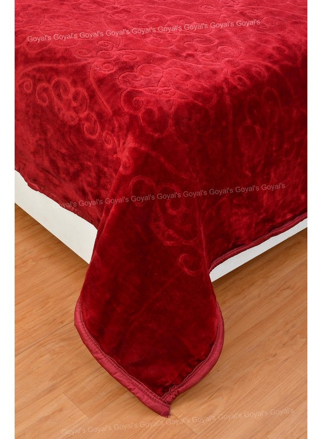 جويال بطانية Goyal's 500 TC Mink للسرير الفردي | بطانية دافئة ثقيلة فائقة النعومة | تصميم منقوش بالزهور | 63 × 85 بوصة، عبوة من قطعة واحدة، قابلة للتنفس - عنابي غامق  - Image 5