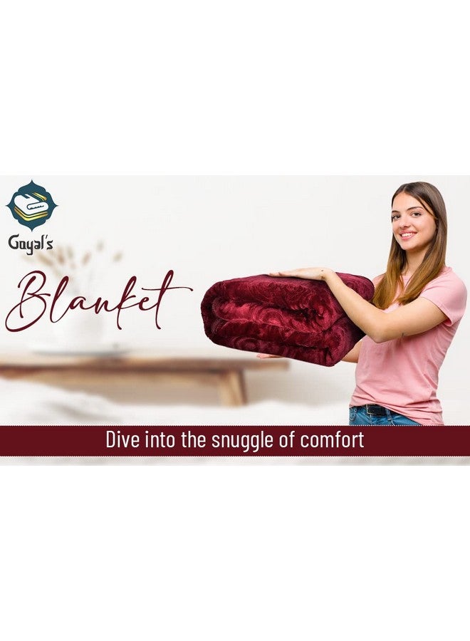 جويال بطانية Goyal's 500 TC Mink للسرير الفردي | بطانية دافئة ثقيلة فائقة النعومة | تصميم منقوش بالزهور | 63 × 85 بوصة، عبوة من قطعة واحدة، قابلة للتنفس - عنابي غامق  - Image 3