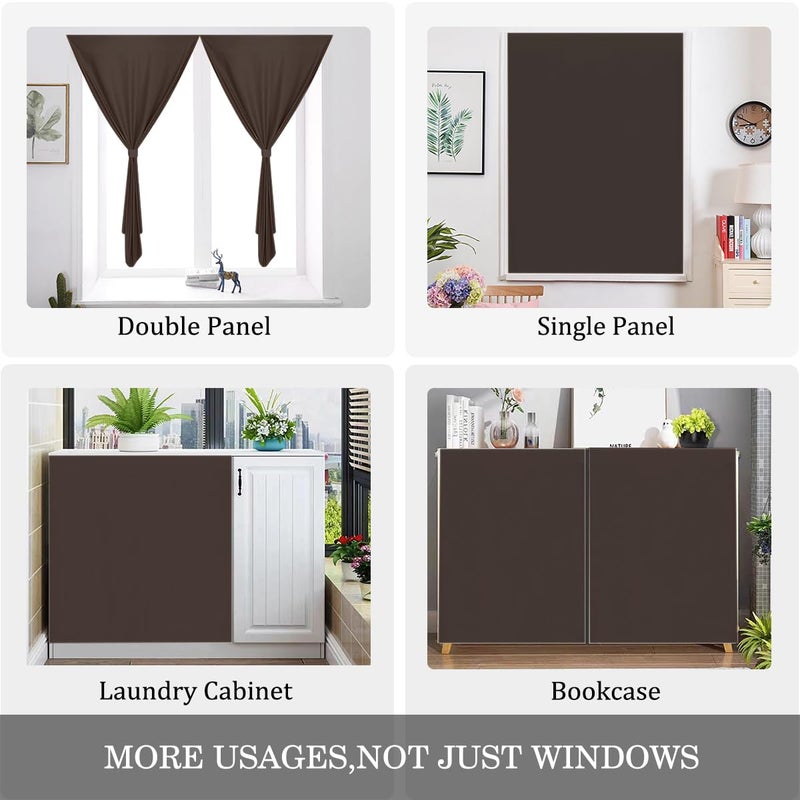 Muamar 2pcs Self Adhesive Curtains for Small Window Curtains for Bathroom Short Curtains Door Curtains for Door Window RV Curtains Window Drapes Coffee 29"" W X 45"" L - Image 5