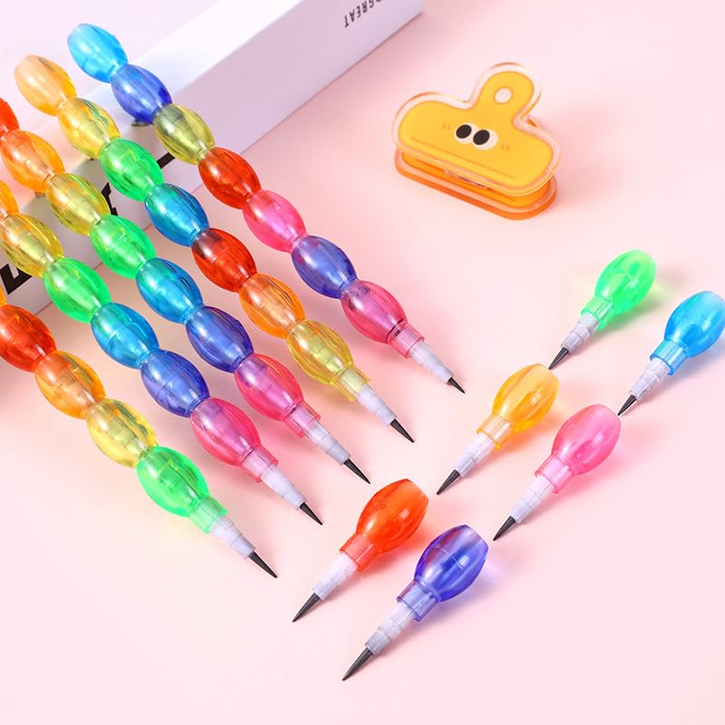 Samvardhan Pearls Moti Design Non-Sharpening Stacking Pencil for Kids, Birthday Party Return Gifts (Multicolor, Set of 4) - Image 4