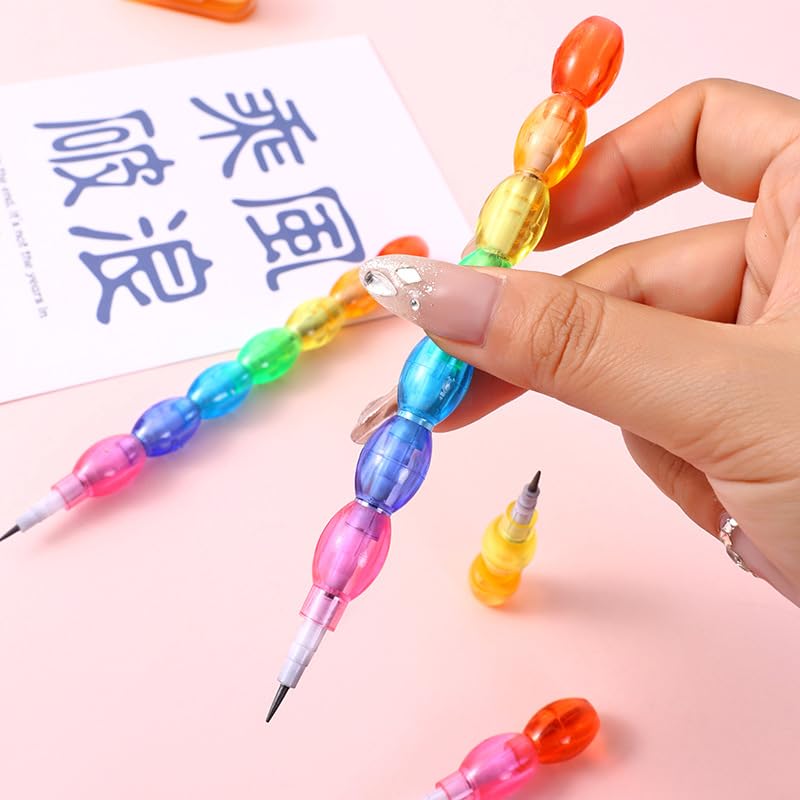 Samvardhan Pearls Moti Design Non-Sharpening Stacking Pencil for Kids, Birthday Party Return Gifts (Multicolor, Set of 4) - Image 5