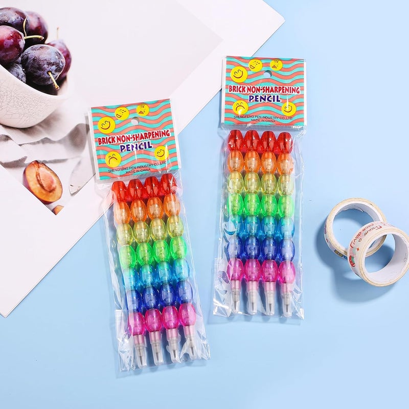 Samvardhan Pearls Moti Design Non-Sharpening Stacking Pencil for Kids, Birthday Party Return Gifts (Multicolor, Set of 4) - Image 2