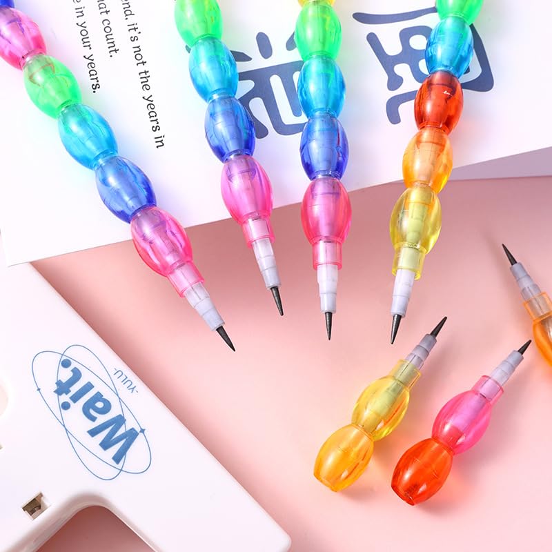 Samvardhan Pearls Moti Design Non-Sharpening Stacking Pencil for Kids, Birthday Party Return Gifts (Multicolor, Set of 4) - Image 3