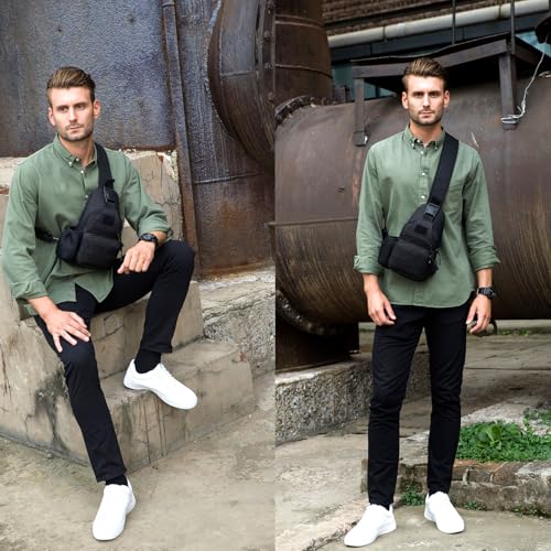 ZHIERNA Tactical Crossbody Bag for Men with Water Bottle Holder MOLLE EDC Shoulder Sling Chest Bags with USB Charging Port for Travel WalkBlack - Image 3