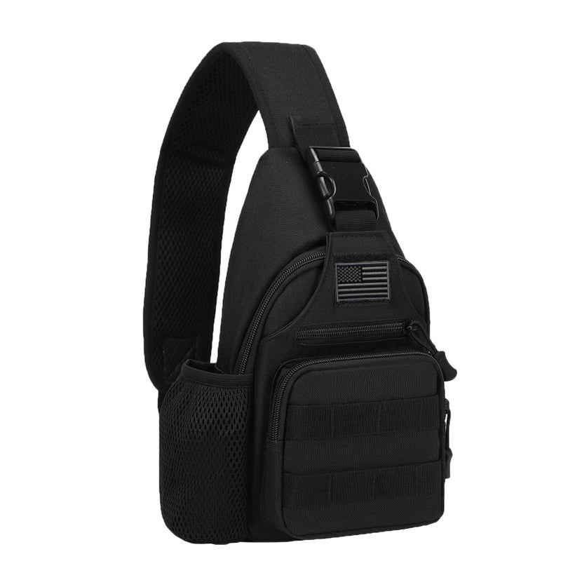 ZHIERNA Tactical Crossbody Bag for Men with Water Bottle Holder MOLLE EDC Shoulder Sling Chest Bags with USB Charging Port for Travel WalkBlack - Image 2