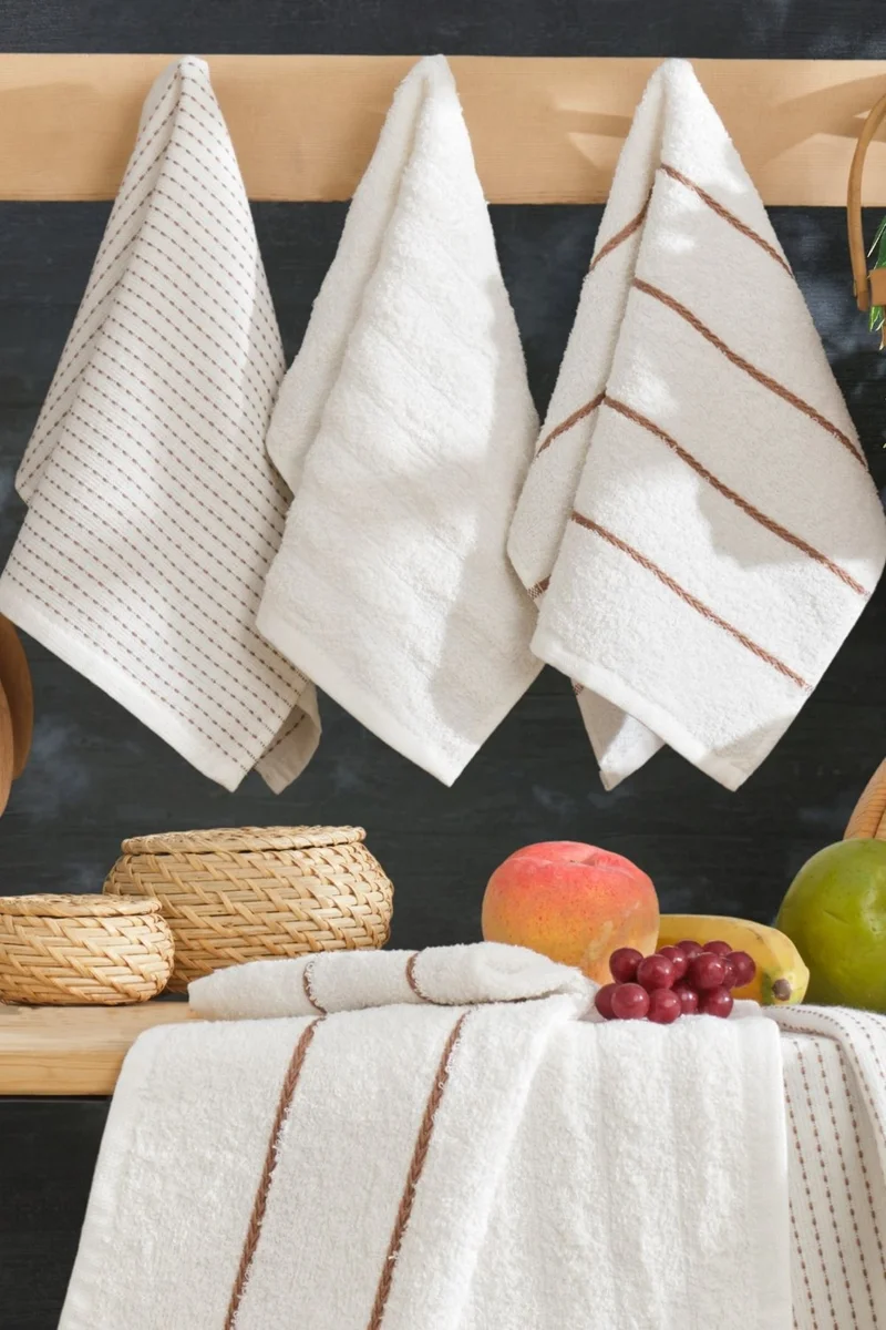 Casnack Seher 6-Piece Kitchen and Hand & Face Towel Set 30 x 50 cm
