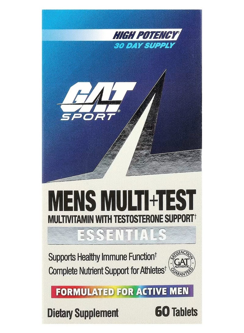 جي أيه تي سبورت جات سبورت للرجال، ملتي+تيست، 60 قرصًا | فيتامينات متعددة عالية الفعالية للرجال النشيطين، تدعم هرمون التستوستيرون وتعزز المناعة - Image 1
