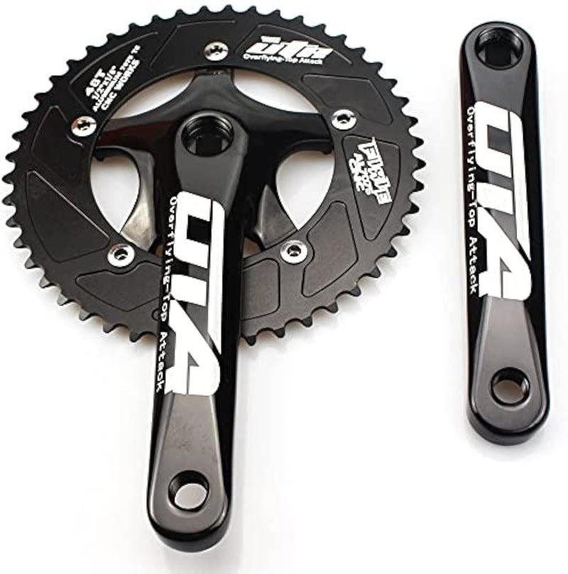 CYSKY Single Speed Crankset 48T 170mm Crankarms 130 BCD Litepro Folding Bike Crankset for Single Speed Bike Track Road Bicycle Fixed Gear Fixie Dahon Square Taper Black