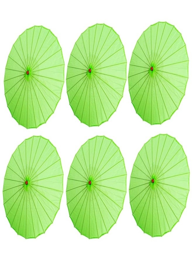 ذاي كوليكتبلز مجموعة من 6 مظلات يابانية صينية للأطفال مقاس 22 بوصة من THY COLLECTIBLES لحفلات الزفاف والتصوير الفوتوغرافي والأزياء التنكرية والديكورات وغيرها من المناسبات (أخضر) - Image 1