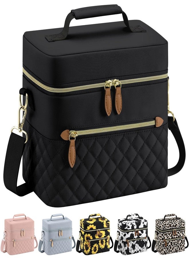 Tenot Insulated Lunch Box for Women Reusable, Leak Proof Cooler Lunch Bag Women for Work Stylish Quilted Lunch Tote Bag for Adult Picnic Travel Hiking Black - Image 1
