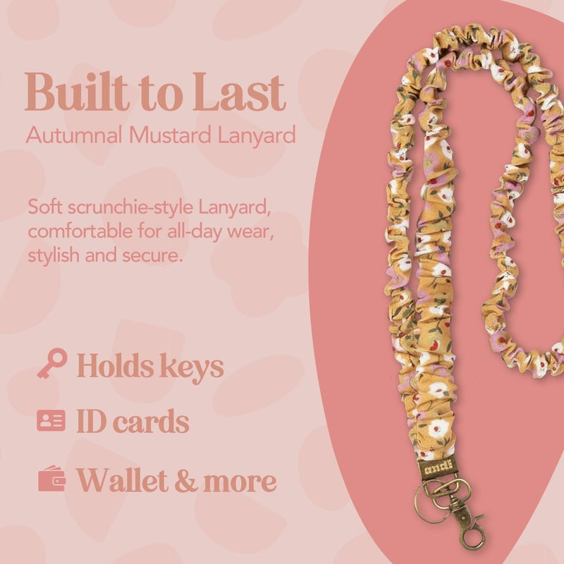 ANDI Neck Lanyard For Women - Scrunchie Cute Lanyard for Keys, Id Card Holder, Wallet - Aesthetic Long Lanyard (Autumnal Mustard) - Image 3