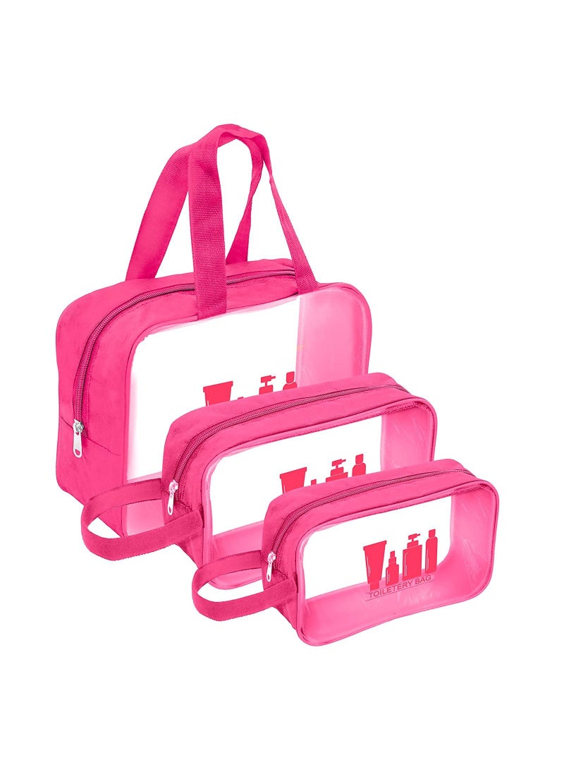 DAHSHA Multipurpose Transparent Printed Toiletry Bag For Women Men Travel Pouch For Makeup Cosmetic Bag Travel Organizer  Set of 3 - Image 1