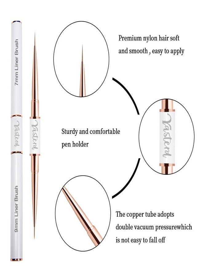Yasterd Nail Art Brushes Set - Professional 5pcs Double-Ended Acrylic Nail Art Brushes Liner Detail Thin Brushes for Drawing Design Brushes Gel Builder Brushes 3D Nail Art Tools for Salon at Home DIY Manicure - Image 3