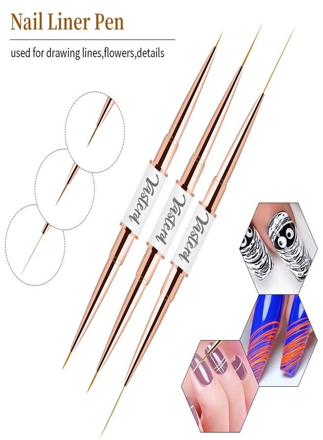 Yasterd Nail Art Brushes Set - Professional 5pcs Double-Ended Acrylic Nail Art Brushes Liner Detail Thin Brushes for Drawing Design Brushes Gel Builder Brushes 3D Nail Art Tools for Salon at Home DIY Manicure - Image 5