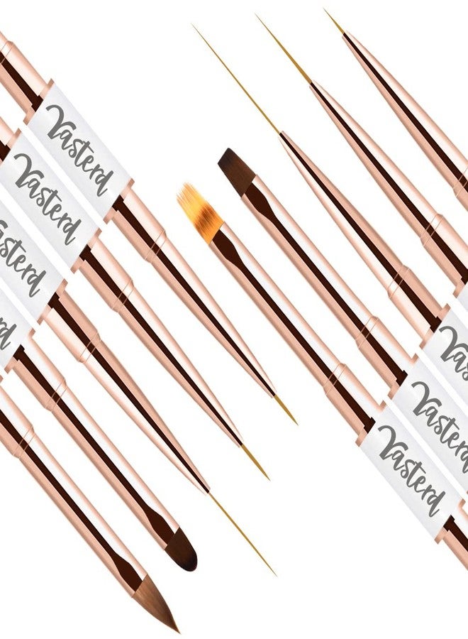 Yasterd Nail Art Brushes Set - Professional 5pcs Double-Ended Acrylic Nail Art Brushes Liner Detail Thin Brushes for Drawing Design Brushes Gel Builder Brushes 3D Nail Art Tools for Salon at Home DIY Manicure - Image 2