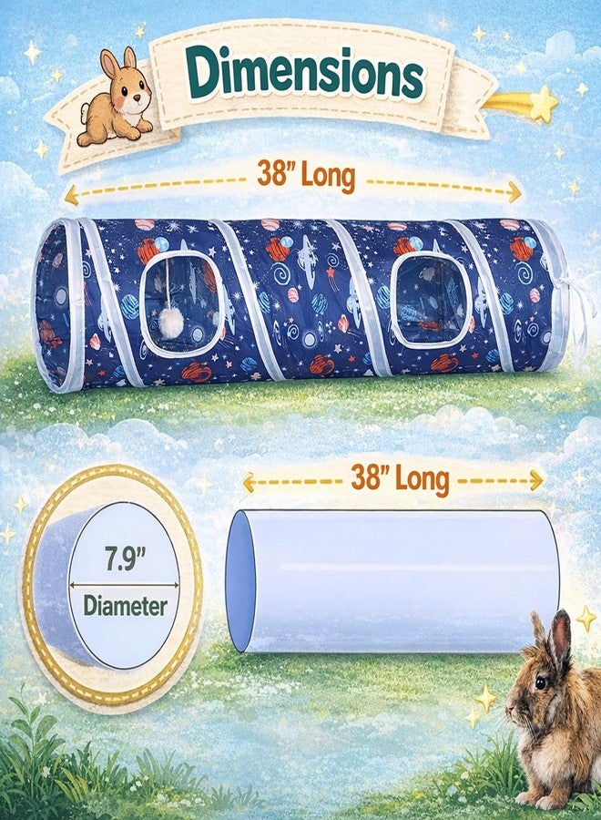 HERCOCCI Bunny Tunnel, Collapsible Rabbit Toys Hideout Tunnels & Tubes with Chew Toy Set for Guinea Pigs, Chinchillas, Ferrets and Small Pets - Image 4