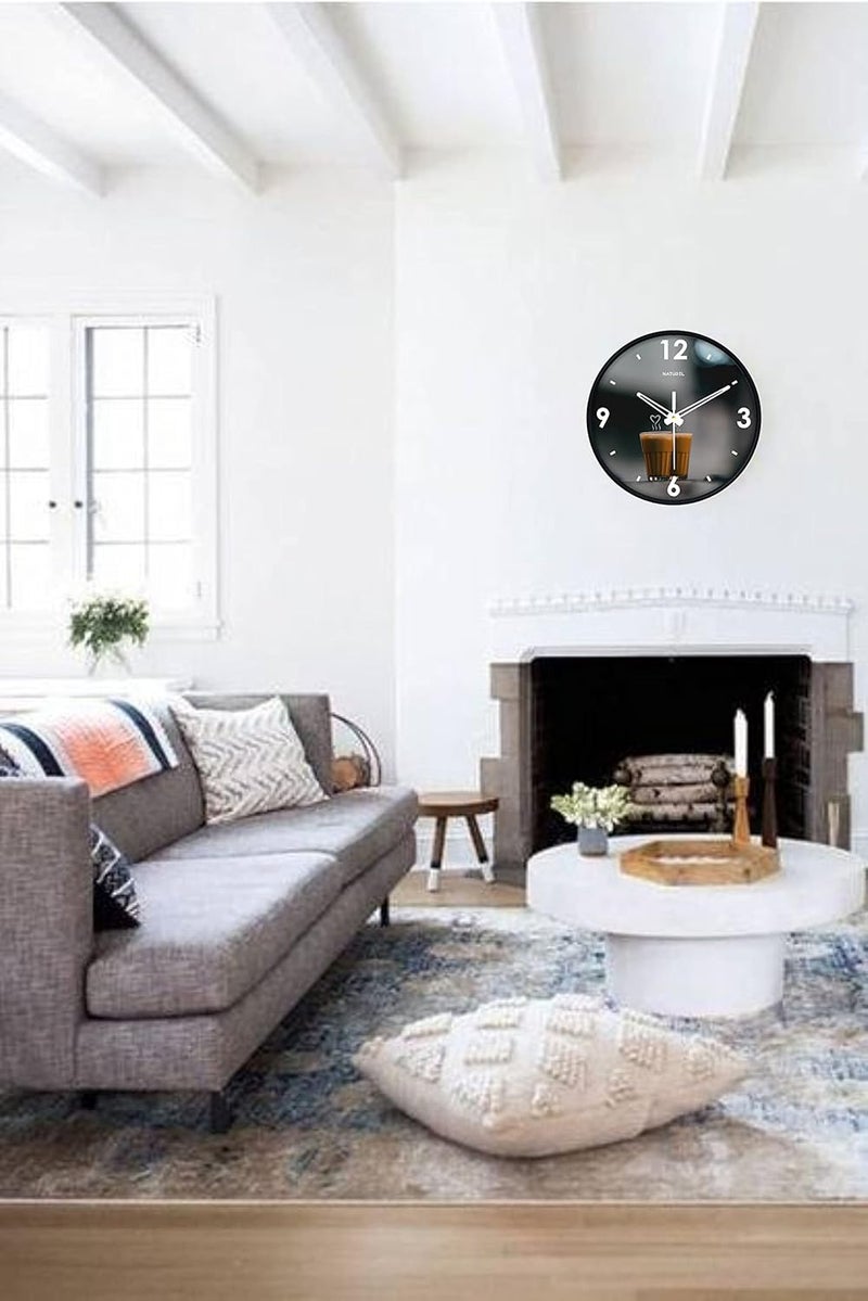 Naturel Wall Clock With Glass For Home - Chai Tea Printed (10 Inch) - Analog, Multicolor - Image 4