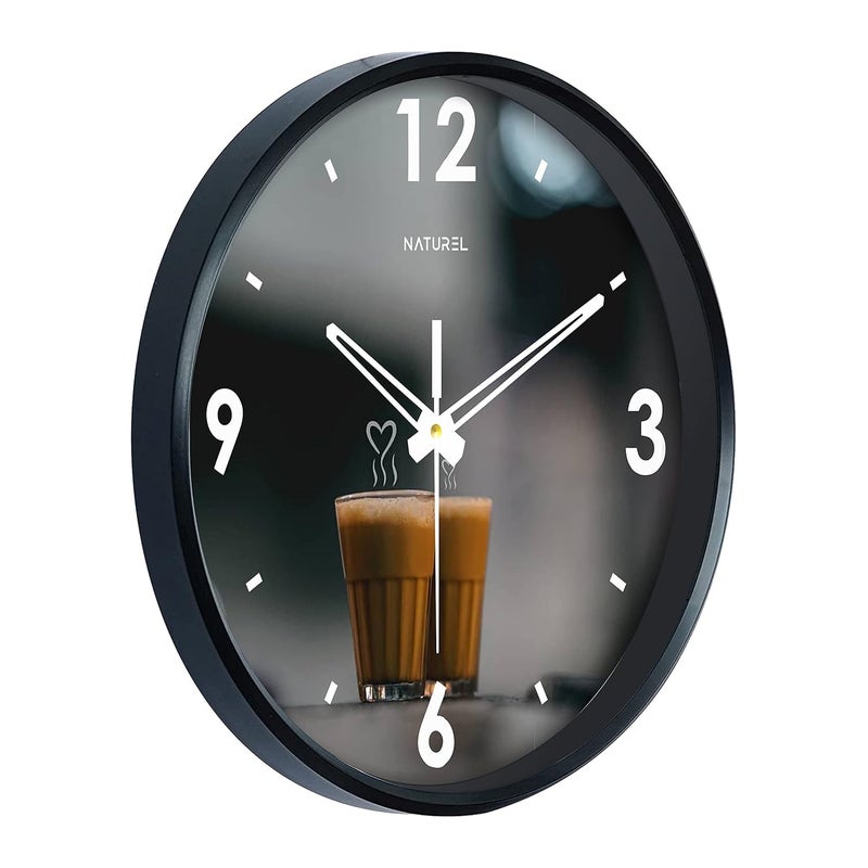 Naturel Wall Clock With Glass For Home - Chai Tea Printed (10 Inch) - Analog, Multicolor - Image 2