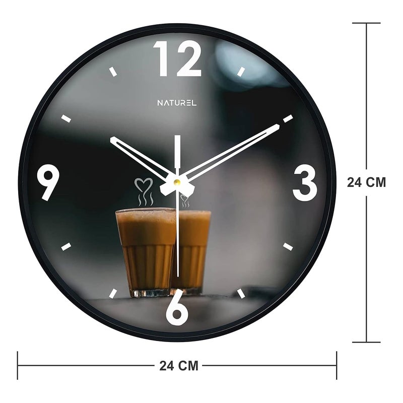 Naturel Wall Clock With Glass For Home - Chai Tea Printed (10 Inch) - Analog, Multicolor - Image 3