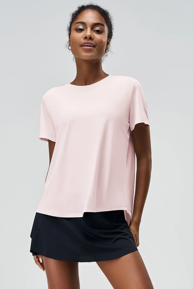 SVL Women's T-shirt with Half Slit Back - Light Pink - SVL