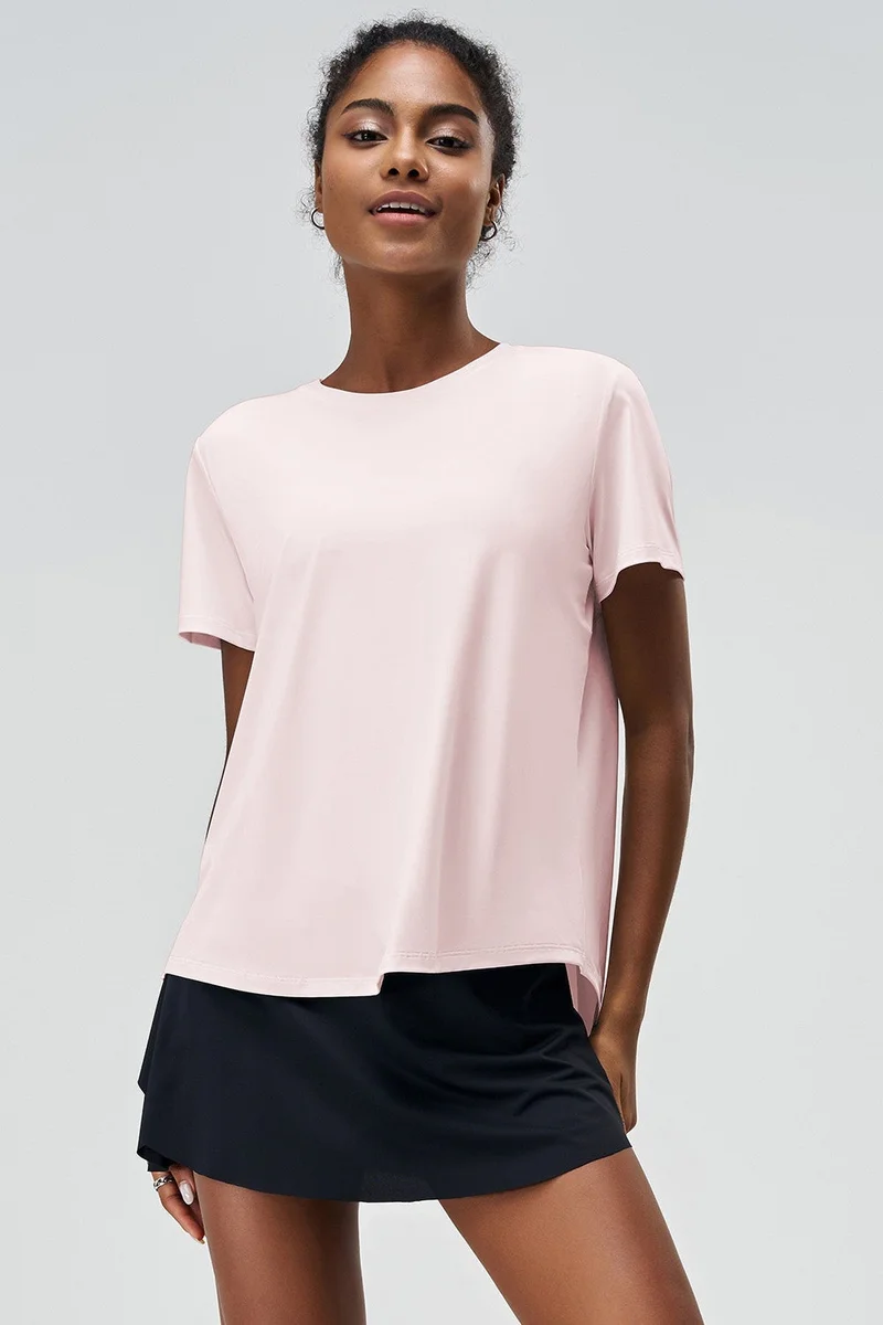 SVL Women's T-shirt with Half Slit Back - Light Pink - SVL