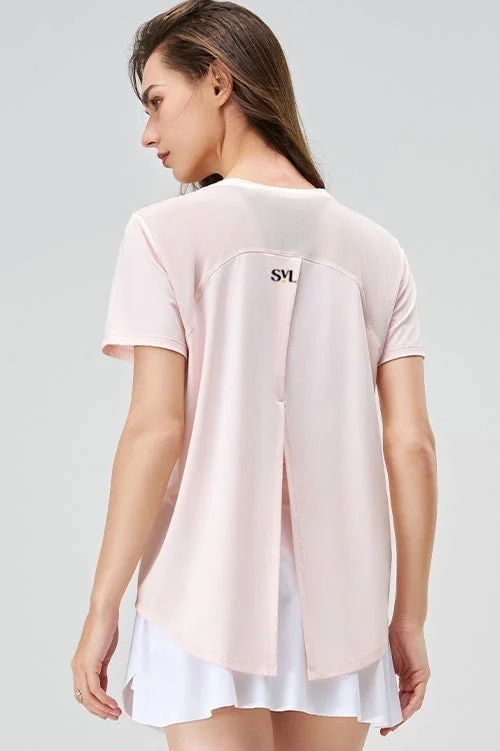 Svl Pink Clara Padel & Tennis T-shirt with Half Slit Back for Women | Best Price UAE