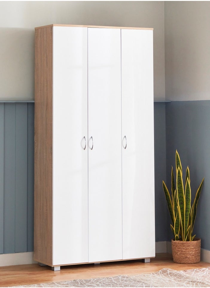 Home Box Capri 44-Pair Tall Shoe Cabinet With 3 Doors Engineered Wood White Beige 20 Shelves 37 x 189 x 90 cm 