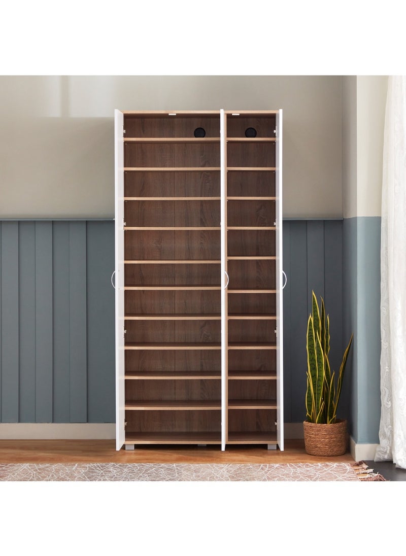 Home Box Capri 44-Pair Tall Shoe Cabinet With 3 Doors Engineered Wood White Beige 20 Shelves 37 x 189 x 90 cm  - Image 5