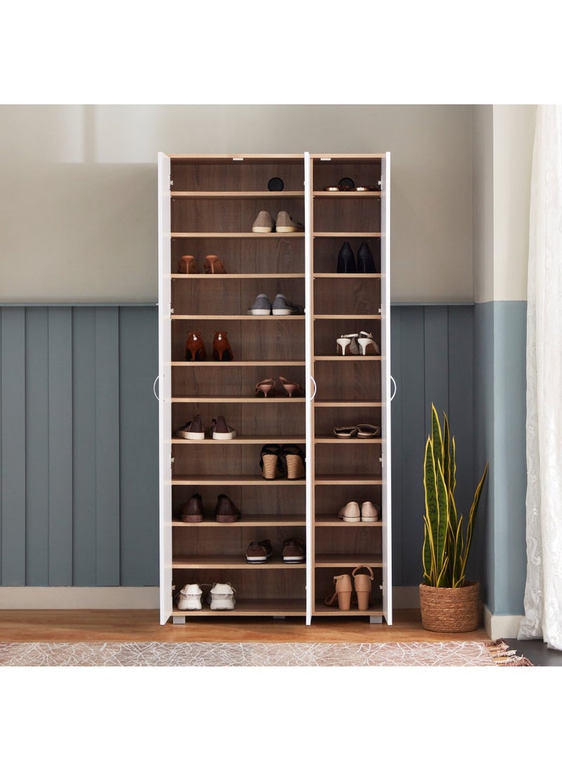 Home Box Capri 44-Pair Tall Shoe Cabinet With 3 Doors Engineered Wood White Beige 20 Shelves 37 x 189 x 90 cm  - Image 4