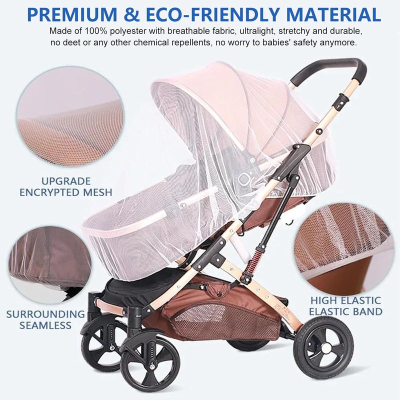 Wanateber Mosquito Net for Stroller 2Pack - Protective Baby Stroller Mosquito Net - Perfect Bug Netting for Strollers, Bassinets, Cradles, Playards, Pack N Plays and Portable Mini Crib (White) - Image 2