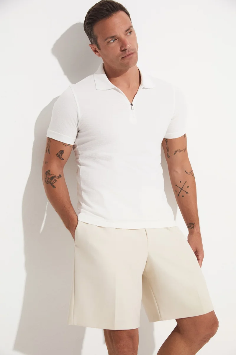 JUNE Men's Regular Fit Zippered Collar T-Shirt