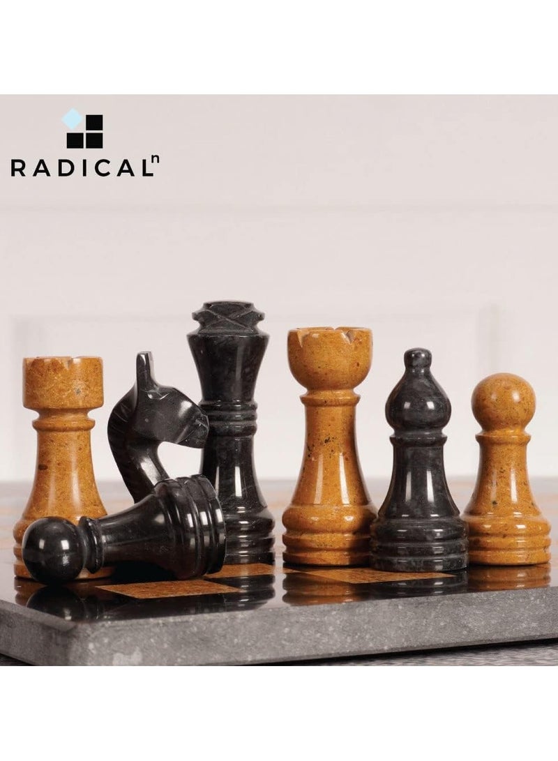 RADICALn Marble Chess Set 12 Inches Black and Golden Handmade Chess Board Adult Games - Portable Tournament Chess Set - 1 Chess Board & 32 Pieces - Travel Board Games - Image 4