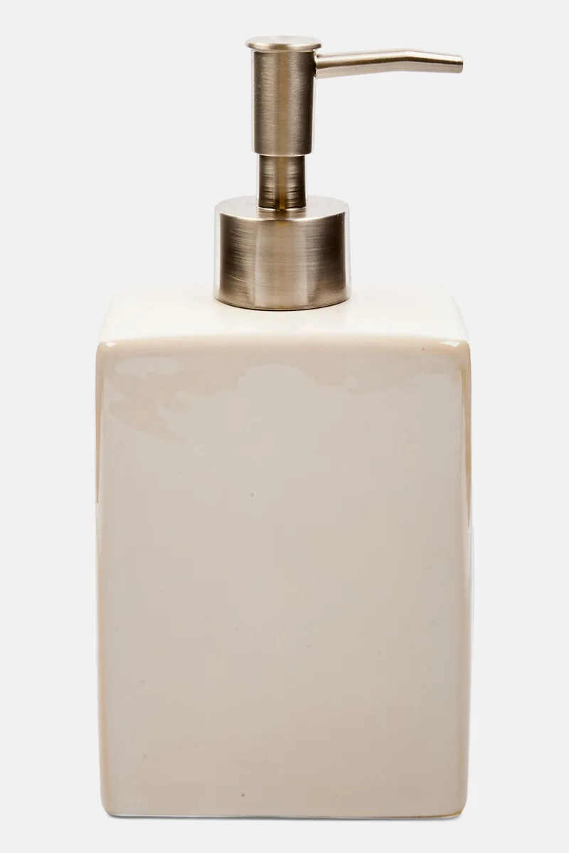 موي موتشو Glazed Stoneware Liquid Soap Dispenser , Cream