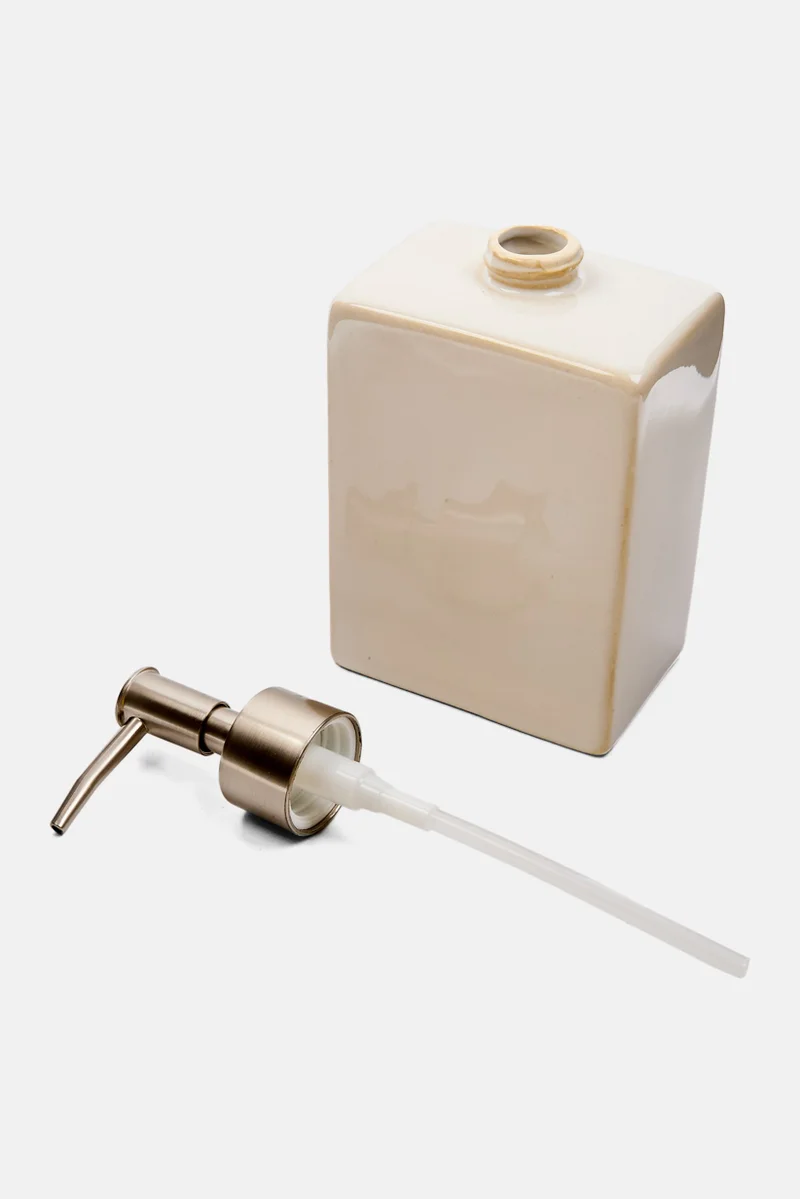 Muy Mucho Glazed Stoneware Liquid Soap Dispenser , Cream