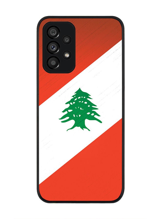Stylizedd Rugged Black edge case for Samsung Galaxy A73 5G Slim fit Soft Case Flexible Rubber Edges Anti Drop TPU Gel Thin Cover - Flag Of Lebanon - Image 1