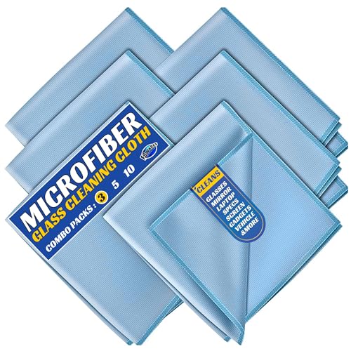 F8WARES 3PK Microfiber Glass Cleaning Cloth for Windows & Mirrors - Thickened Magic Cleaning Cloths and Wipes - Anti Scratch Dusting cloth for Kitchen,Car,Specs,Laptop,Mobile & Tv Screen Cleaning Blue - Image 1