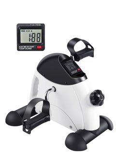 Under Desk Bike Pedal Exerciser, Mini Exercise Bike for Arm/Leg Exercise, Under Desk Exercise with LCD Screen Display for Home/Office Workout, White