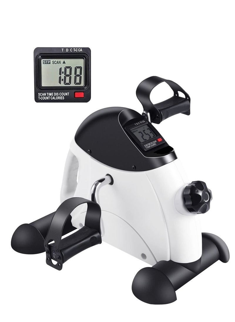 SYOSI - Under Desk Bike Pedal Exerciser, Mini Exercise Bike for Arm/Leg Exercise, Under Desk Exercise with LCD Screen Display for Home/Office Workout, White - Image 1