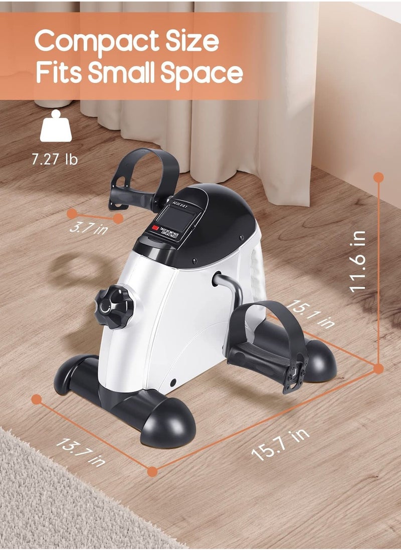 SYOSI - Under Desk Bike Pedal Exerciser, Mini Exercise Bike for Arm/Leg Exercise, Under Desk Exercise with LCD Screen Display for Home/Office Workout, White - Image 1