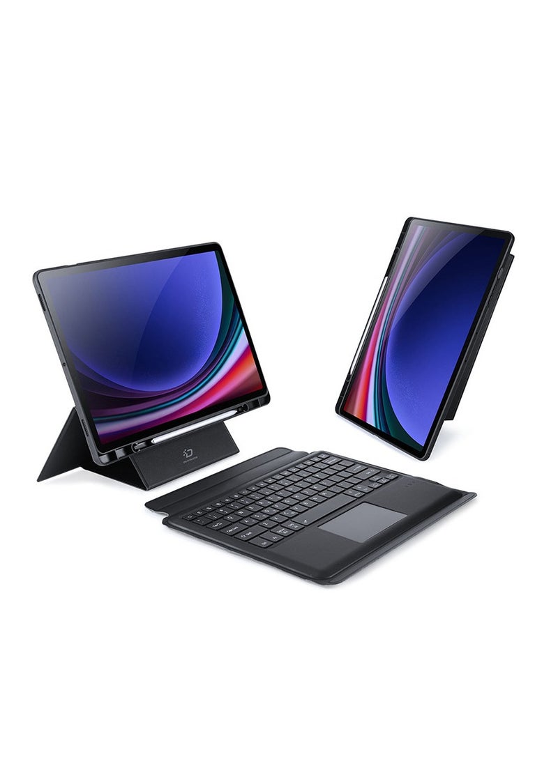 Keyboard Case for Samsung Tab S10 Ultra, Leather Case with Pencil Holder, Magnetic Removable Wireless Bluetooth Touchpad Touchpad Keyboard - Image 1
