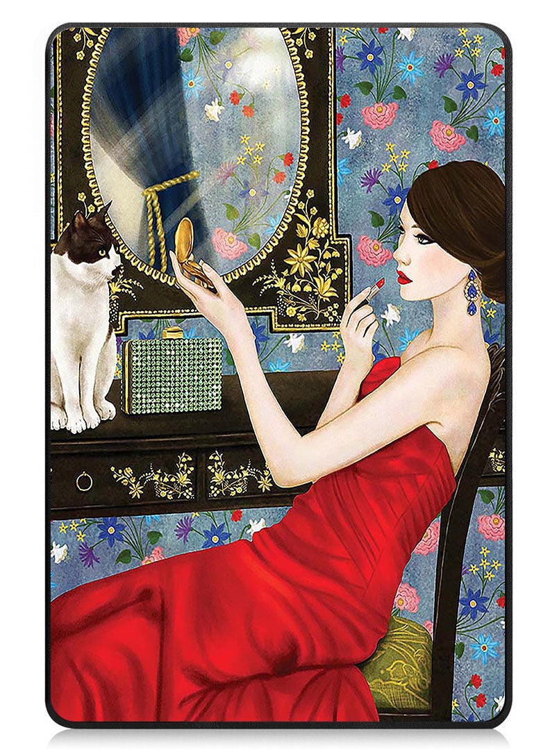 Theodor Protective Flip Case For Xiaomi Redmi Pad SE With Trifold Stand Auto Wake Sleep Shockproof Cover Putting Lipstick - Image 1