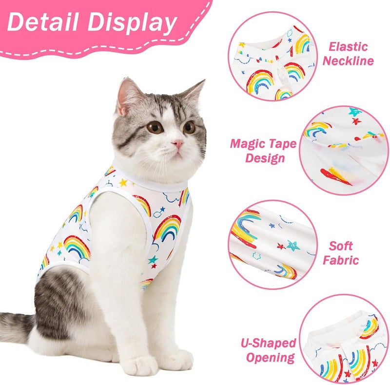 Coppthinktu Cat Recovery Suit Female Cats Onesie for Cats, Breathable Cat Surgery Suit for Surgical Abdominal Wounds Skin Diseases, Cute Kitten Spay Recovery Suit E-Collar Alternative Anti Licking - Image 3