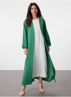 trendyol Emerald Green Glitter Detailed Woven Abaya TCTSS24KF00035  - Image 2