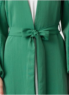 trendyol Emerald Green Glitter Detailed Woven Abaya TCTSS24KF00035  - Image 3