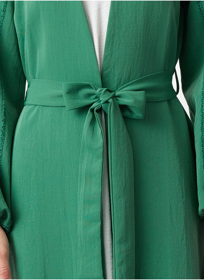 trendyol Emerald Green Glitter Detailed Woven Abaya TCTSS24KF00035  - Image 3