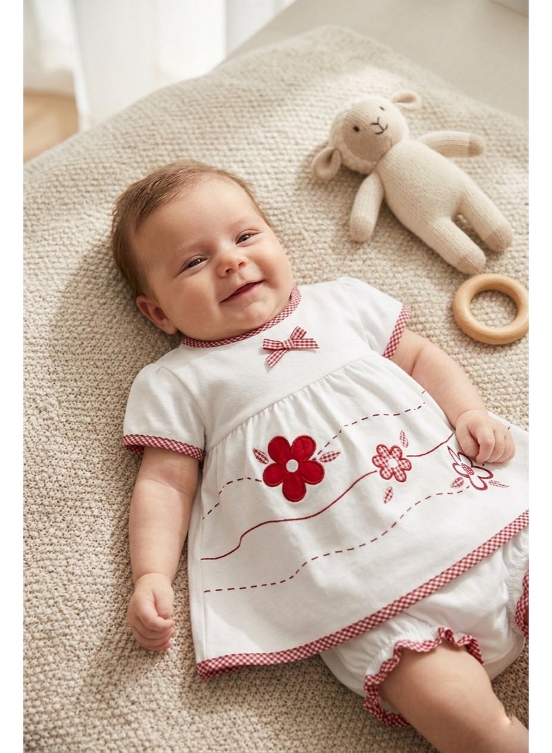 Lucky Kids Charming Floral Applique Dress and Matching Panty Set
